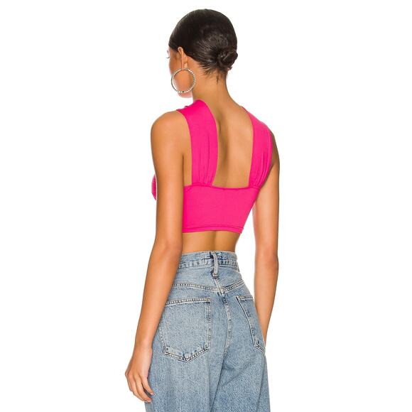 Superdown Kacie Cross Over Top Hot Pink Cutout Center Crop Sleeveless Sz XS‎ - Picture 2 of 9